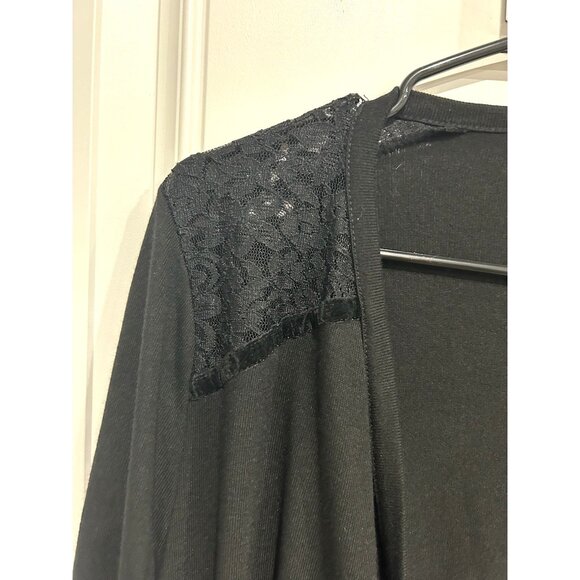 August Silk Black Lace Whimsygoth Bell Sleeve Open Cardigan Size Large - Picture 5 of 9